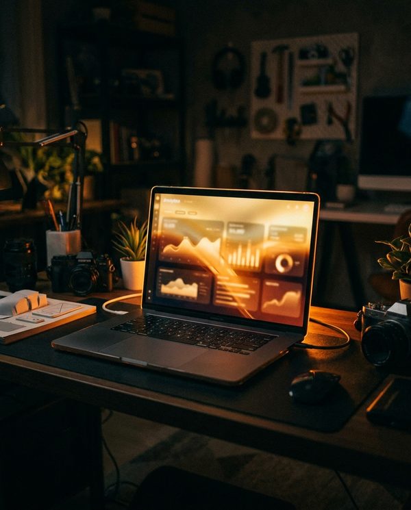 Laptop mit Analytics-Dashboard